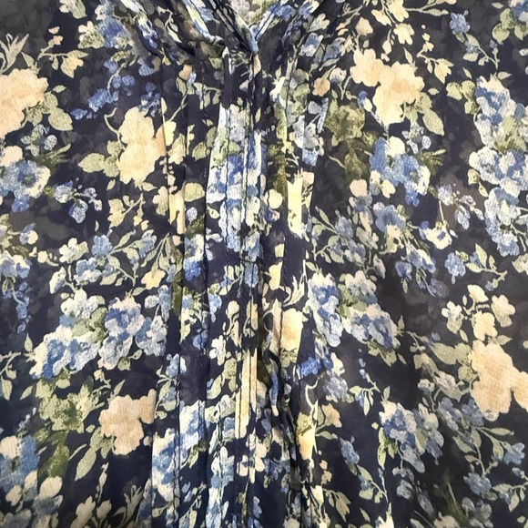 Kate and Lily Blue Floral Smocked Maxi Dress Size 6 Sleeveless Chiffon V-Neck - Picture 5 of 13
